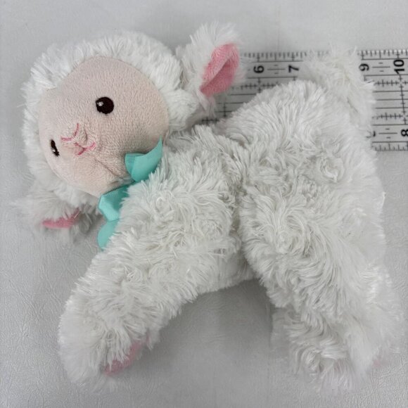 Garanimals White Lamb Plush Lovey Toy Baby Sheep Pink Face Green Bow 9 Inch - Picture 8 of 9